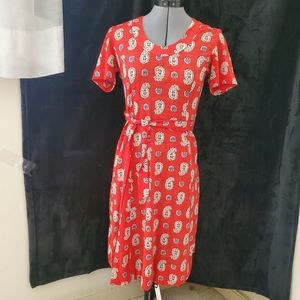 Vintage Whimsical Retro floral Paisley 70's Dress